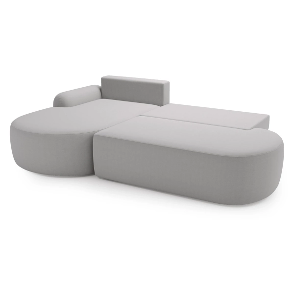 ROZKŁADANY NAROŻNIK JASNOSZARY AGAT O DO SALONU Z FUNKCJĄ SPANIA - FUNKCJA SPANIA